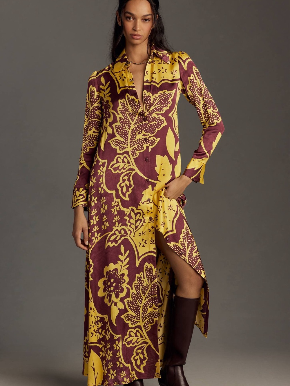Corey Lynn Calter for Anthropology Long-Sleeve Printed Shirt Dress